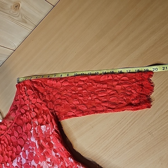 Sz4 Free People Red Floral Embroidered Mesh Dress - Picture 10 of 12